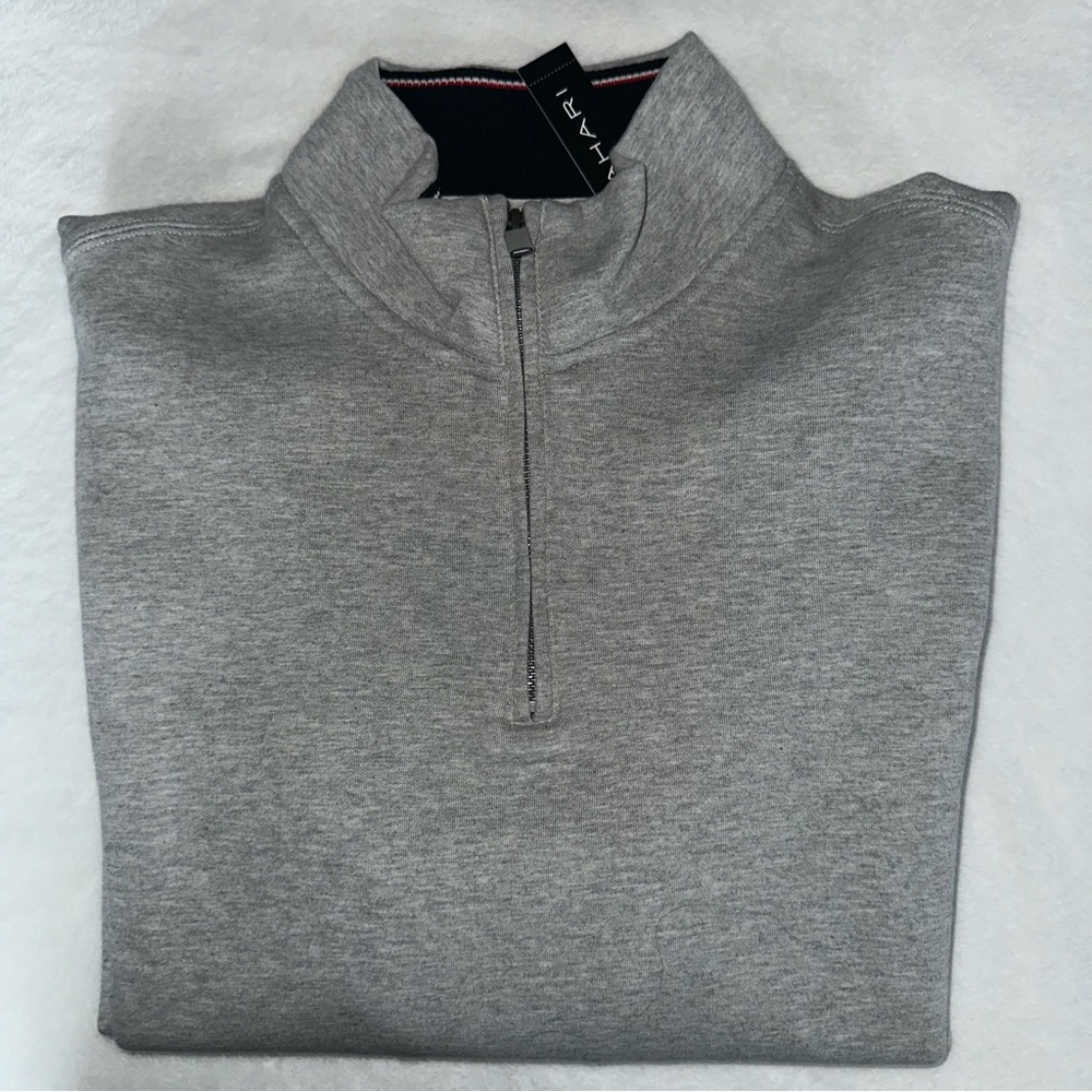 NWT Men’s Tahari Light Grey Quarter Zip Sweater XL
